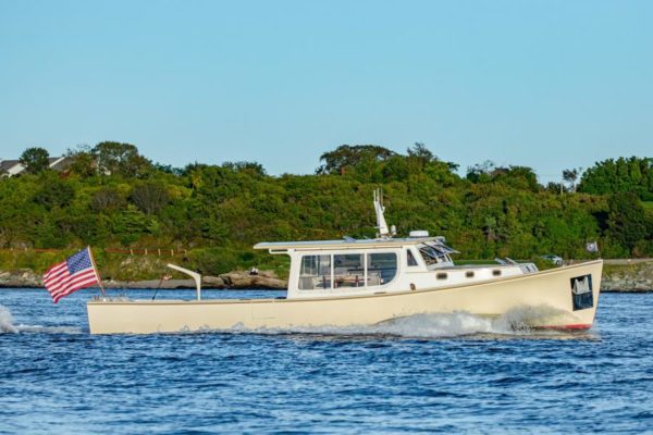 A classic 35-foot Maine lobster boat design is back; new wooden